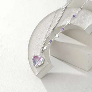 925 Silver Gradual Change Love Pendant Necklace for Women