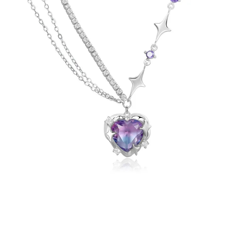 925 Silver Gradual Change Love Pendant Necklace for Women