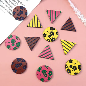 DIY Jewelry Earrings Accessory Materials - Small Flower Stripe Geometric Pendant