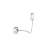 Safety Chain for Snake Bracelet, Clear CZ Charms, Silver 925 Beads DIY
