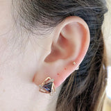 Purple Triangle Red Gem Earrings for Women Plated 14K Purple Rose