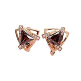 Purple Triangle Red Gem Earrings for Women Plated 14K Purple Rose
