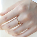 Irregular Citrine Diamond Open Adjustable Ring Charm Women's Silver Jewelry