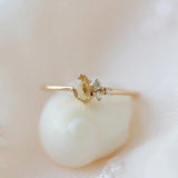 Irregular Citrine Diamond Open Adjustable Ring Charm Women's Silver Jewelry