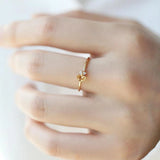 Irregular Citrine Diamond Open Adjustable Ring Charm Women's Silver Jewelry