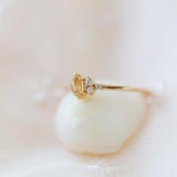 Irregular Citrine Diamond Open Adjustable Ring Charm Women's Silver Jewelry