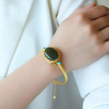 Sterling Silver Hetian Chrysoprase Beaded Bracelet