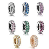 Pave Stone Crystal Spacer Beads for Silver 925 Charms Bracelets