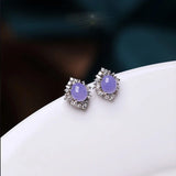 Geometric Charm Chalcedony Stud Earrings
