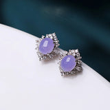 Geometric Charm Chalcedony Stud Earrings