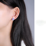 Geometric Charm Chalcedony Stud Earrings