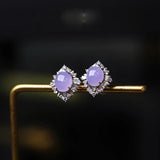 Geometric Charm Chalcedony Stud Earrings