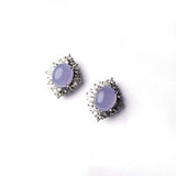 Geometric Charm Chalcedony Stud Earrings