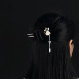 Butterfly Pearl Tassel Hairpin Silver Ancient Hanfu
