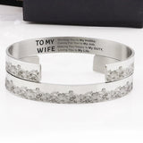 Inspirational Bracelets Engraved Cuff Bangle for Wife