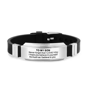 Personalized Son Bracelet, Graduation & Birthday Gift from Mom and Dad