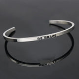 Silver Be Brave Cuff Band Bracelet for Women