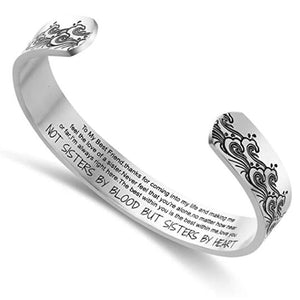 Cuff Bracelet: Sister by Heart, Personalized Gift for Her
