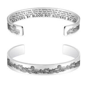Cuff Bracelet: Sister by Heart, Personalized Gift for Her