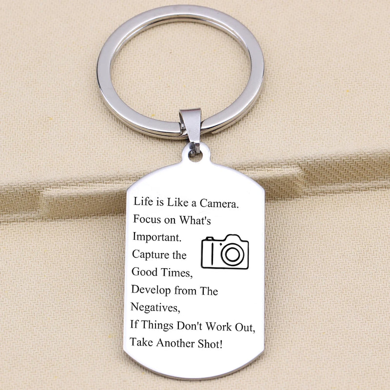 Inspirational Camera Keychain: Life is Like a Camera Focus on What's Important