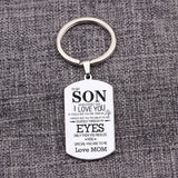 Son Gift Keychain Stainless Steel Dog Tag Pendant Love Mom Charm Jewelry