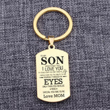 Son Gift Keychain Stainless Steel Dog Tag Pendant Love Mom Charm Jewelry