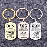 Son Gift Keychain Stainless Steel Dog Tag Pendant Love Mom Charm Jewelry