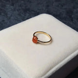 Natural Ice Seed Chalcedony Egg Round Opening Adjustable Ring Silver Jewelry