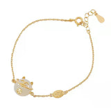 Elegant Hetian Jade Cat Bracelet in Silver