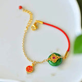 Zircon Inlaid Hetian Jade Silver Bracelet