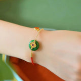 Zircon Inlaid Hetian Jade Silver Bracelet