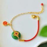 Zircon Inlaid Hetian Jade Silver Bracelet