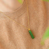 Natural Hetian Green Jade Small Pendant Necklace for Women