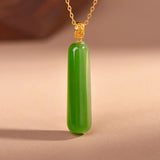 Natural Hetian Green Jade Small Pendant Necklace for Women