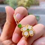 Hetian Jade Flower Necklace Pendant, Chinese Palace Jewelry