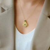 Hetian Jade Flower Necklace Pendant, Chinese Palace Jewelry