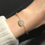 Natural Ice Seed Chalcedony Jade Buddha Bracelet Silver Jewelry