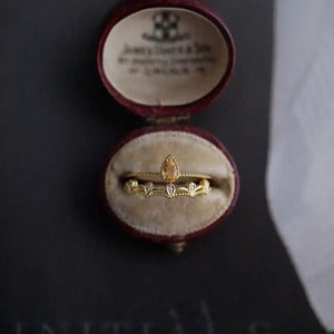 Silver Inlaid Citrine Water Drop Adjustable Ring