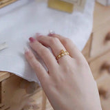Silver Inlaid Citrine Water Drop Adjustable Ring