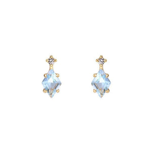 Silver Inlaid Diamond Mini Stud Earrings