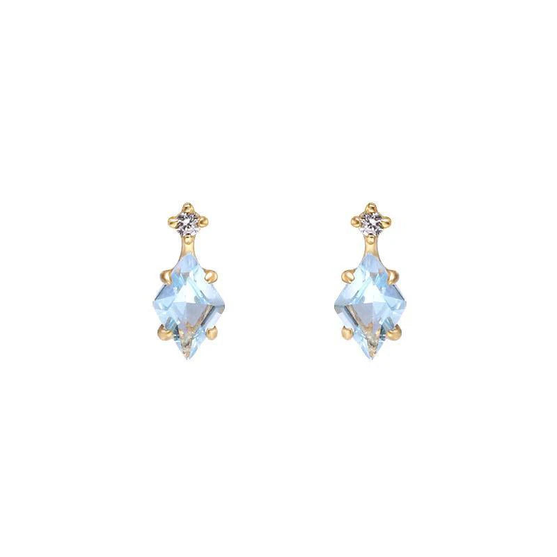 Silver Inlaid Diamond Mini Stud Earrings