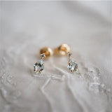 Silver Inlaid Diamond Mini Stud Earrings