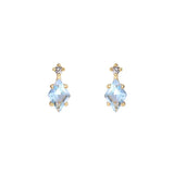 Silver Inlaid Diamond Mini Stud Earrings
