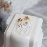 Silver Inlaid Diamond Mini Stud Earrings