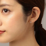 Silver Inlaid Diamond Mini Stud Earrings