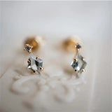 Silver Inlaid Diamond Mini Stud Earrings