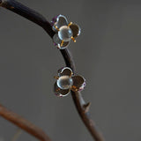 Crystal Chalcedony Oval Flower Earrings Women's Classic Jewelry