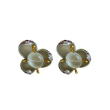 Crystal Chalcedony Oval Flower Earrings Women's Classic Jewelry