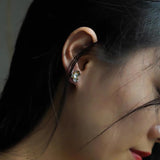 Crystal Chalcedony Oval Flower Earrings Women's Classic Jewelry