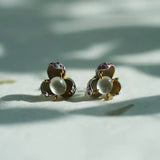 Crystal Chalcedony Oval Flower Earrings Women's Classic Jewelry